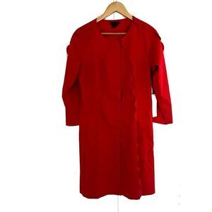 NWT Simon Chang Red Scallop Trim button front dress coat Sz 12